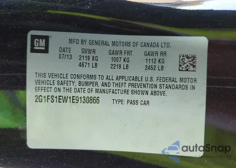 2014 Chevrolet Camaro 1Ss z USA, uszkodzony, nr VIN 2G1FS1EW1E9130866